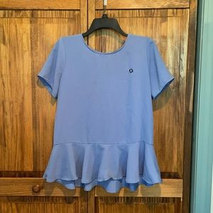 LANDS END light blue Chase shirt. Half zip back.
